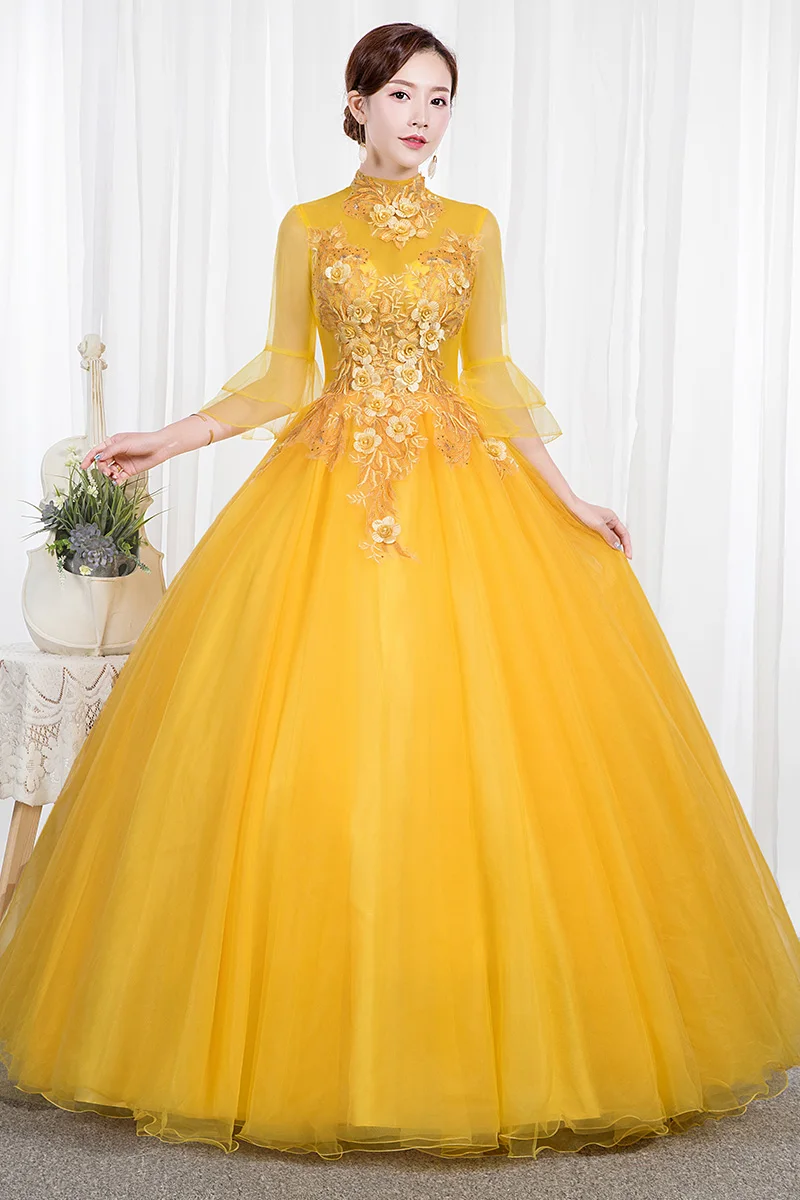 

New Style Performance Student Vocal Solo Art Test Costume Pettiskirt Long Evening Dress Women Quinceanera Dress