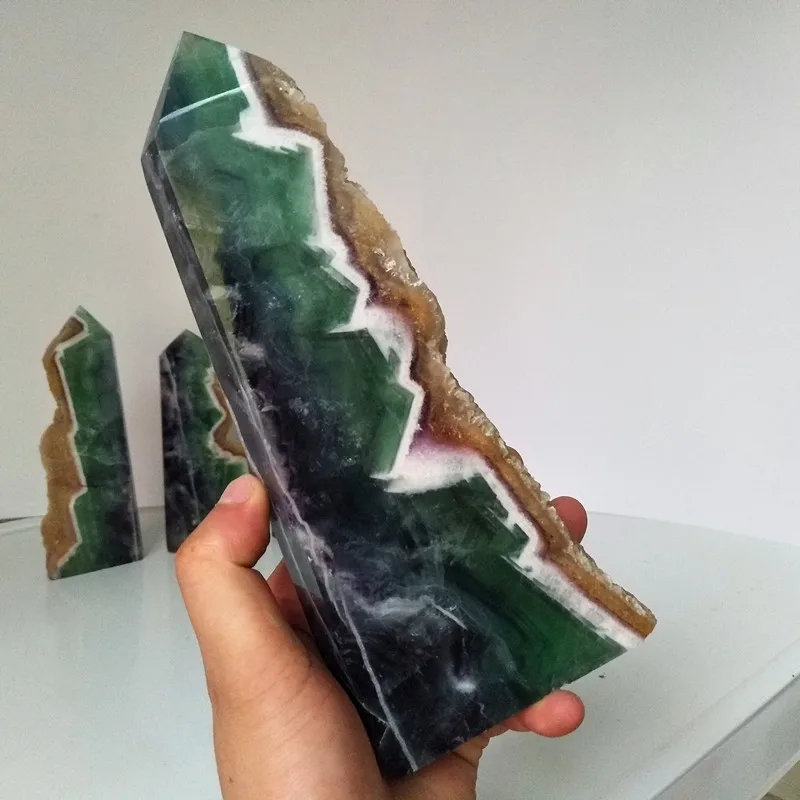 Натуральный камень зеленая флюоритовая Хрустальная палочка ТОЧКА фэн шуй сырой