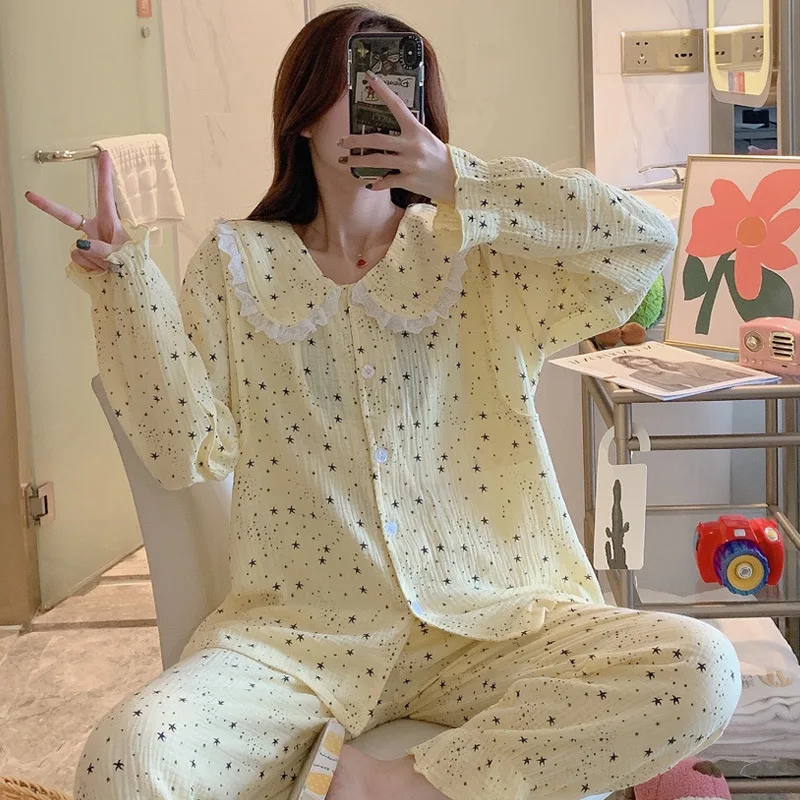 Пижамный комплект для беременных хлопковый кардиган послеродовой матери + брюки