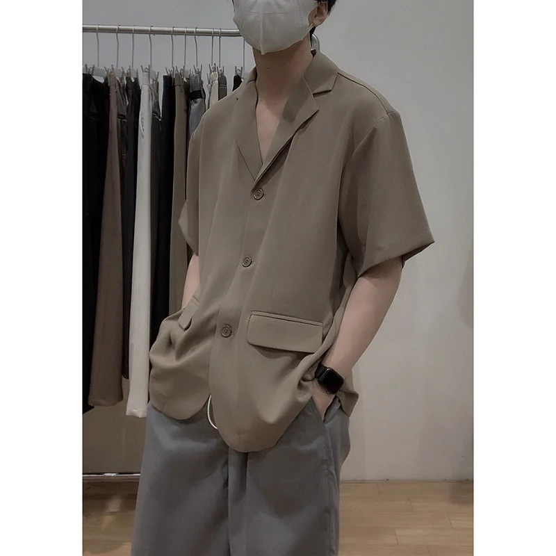 

Summer Short-sleeved Blazer Men's Fashion Business Society Mens Suit Jacket Korean Loose Solid Color Formal Dress Jacket Men