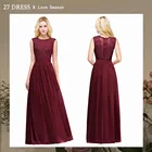 Платье Madrinha, бордовое кружевное платье для подружки невесты, длинное шифоновое платье с блестящей спинкой