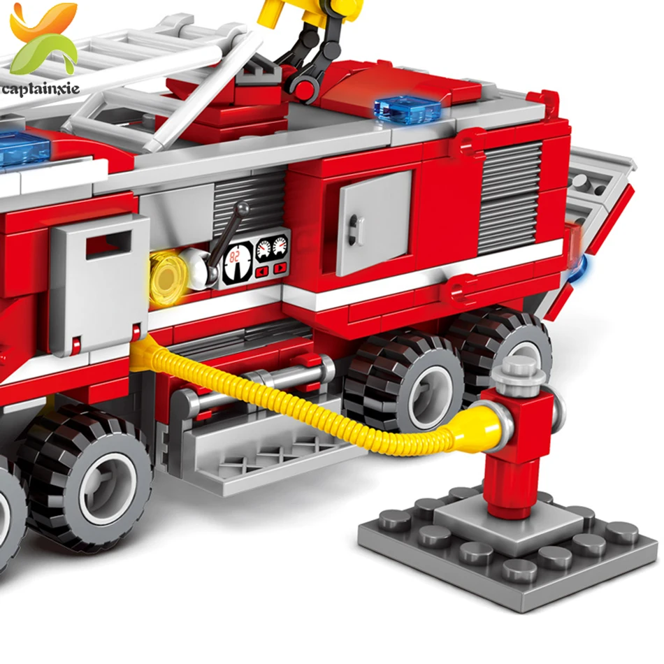 394+PCS Fire Fighting 27in1 Truck Car Helicopter Boat Building Blocks Assembled Educationacity Firefighter Children Toys | Игрушки и
