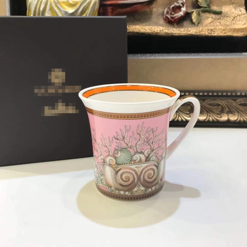 

White Pink Conch Mug Porcelain European Coffee Tea Cups Bone China Drinkware For Kitchen Home Decor Luxury Wedding Birthday Gift