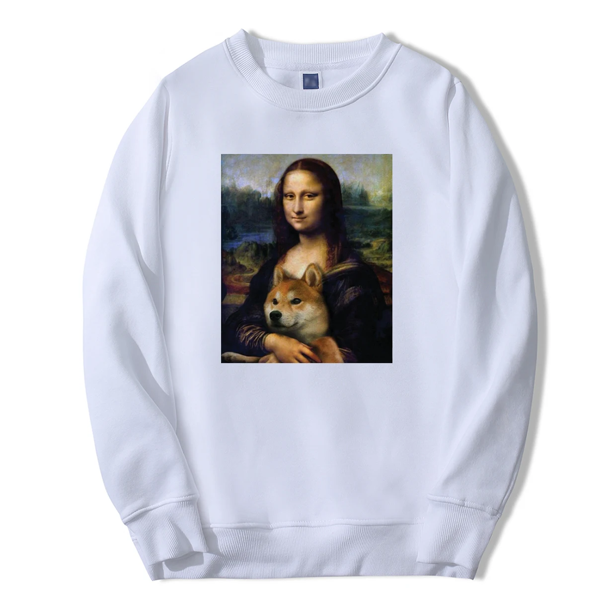 Осень-зима, мужские толстовки с капюшоном Mona Lisa shiba Inu Doge, спортивный костюм, модные мужские флисовые повседневные теплые толстовки в стиле хип-хоп с животными