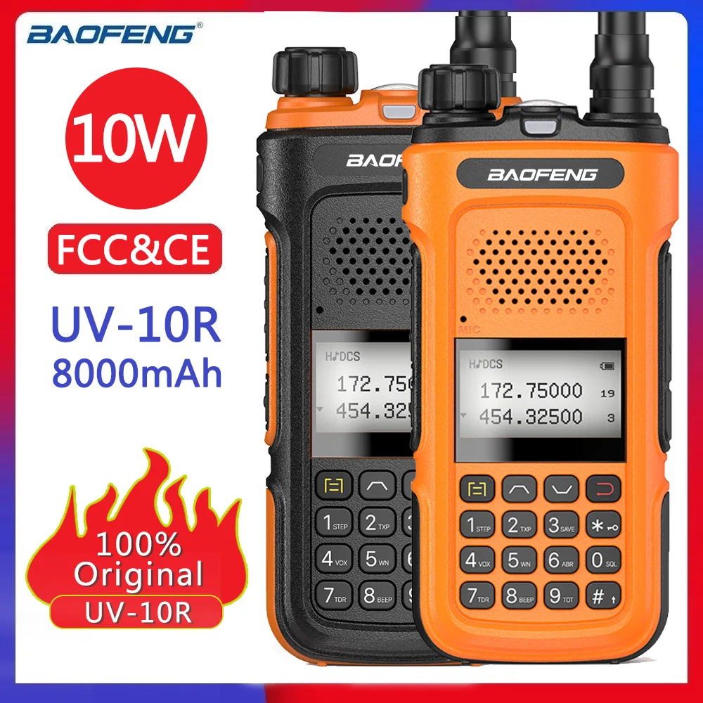 

Genuine Baofeng UV-10R Dual Band 136-174&400-520MHz 10W Walkie Talkie 10km Long Range UV-5R CE FCC Type C Charging Ham Radio