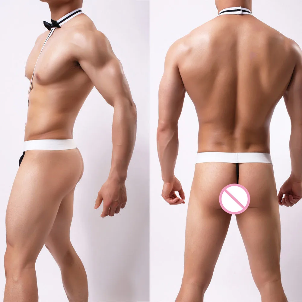 

Christmas Men Sexy Lingerie Thong Underwear Bodysuit G-String Bowknot Panties