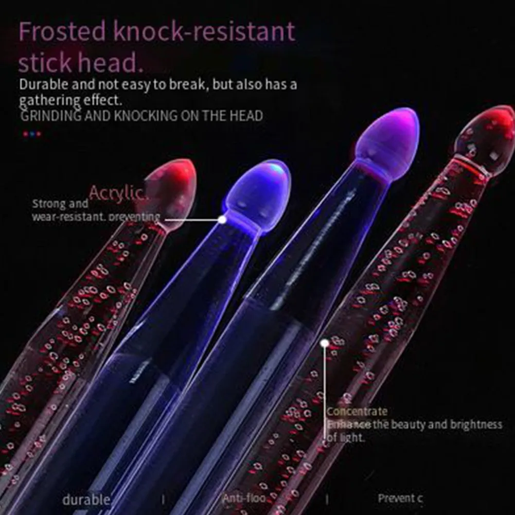 2pcs Professional 5A Luminous Drum Stick Fluorescent Drumsticks Glow In The Dark Acrylic Colorful Light Up Drumstick Accessories - купить по