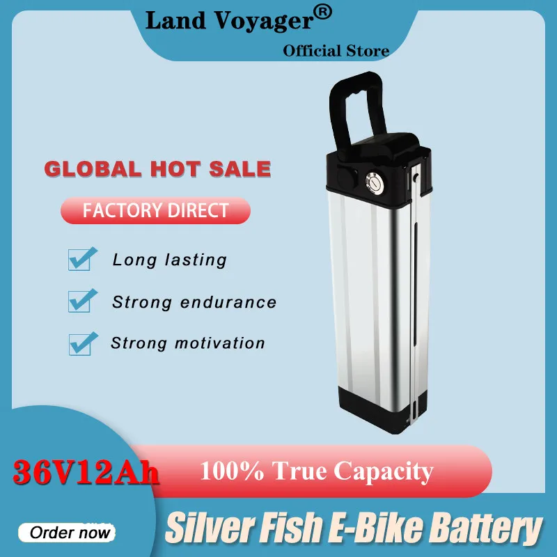 

Land Voyager Ebike Battery Pack 18650 10S4P 36V 12AH Silver Fish Battery cell 36V 12AH 500W with 20A BMS