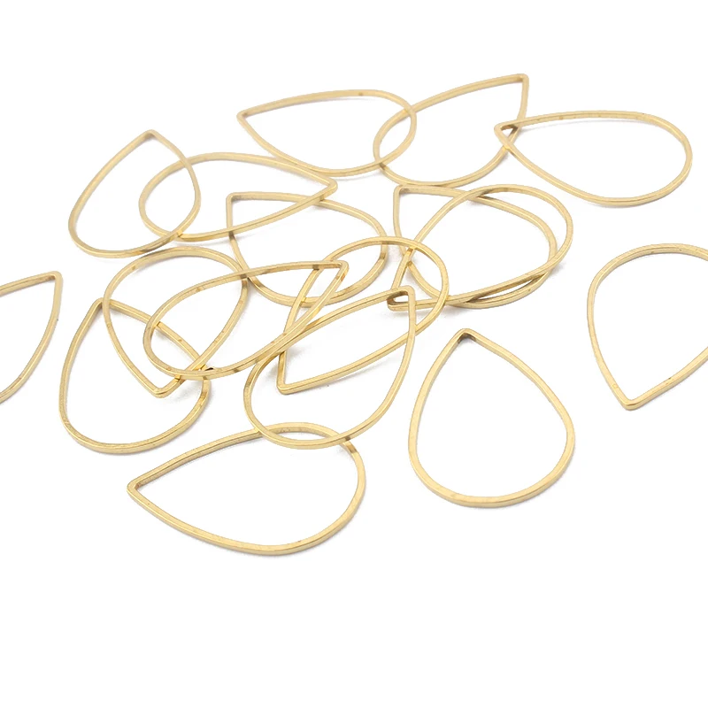 50pcs Geometric Frame Water Drop Pendant Raw Brass Charms Hollow Earrings Connectors DIY Jewelry Findings Accessories | Украшения и