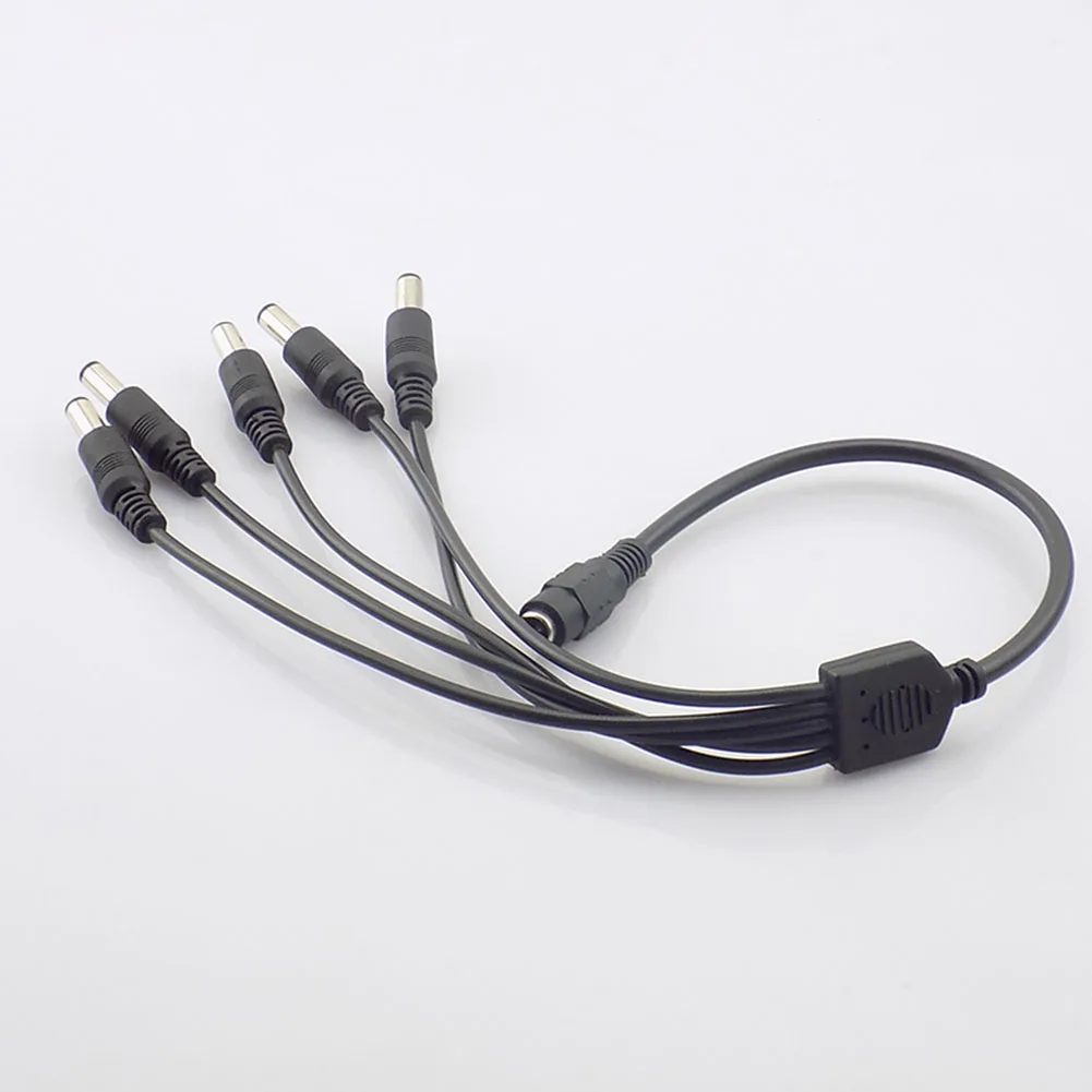 

DC 12V 1 Female to 5 Male way Splitter Cable Plug Power Supply Adapter Pigtail 5.5 2.1mm for CCTV Camera led strip light N11