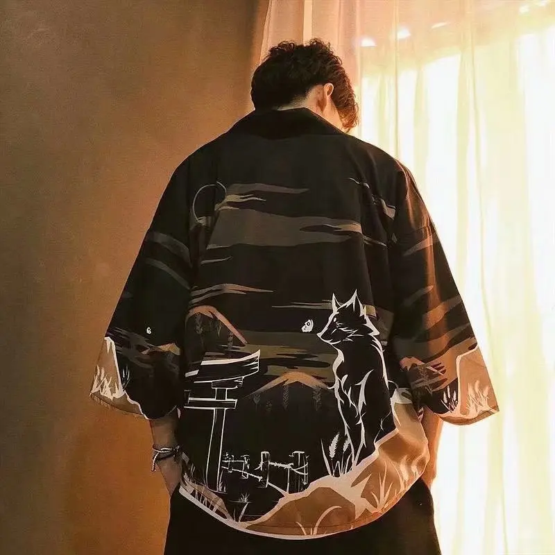 Yukata женский Кимоно Кардиган для мужчин традиционное японское кимоно унисекс