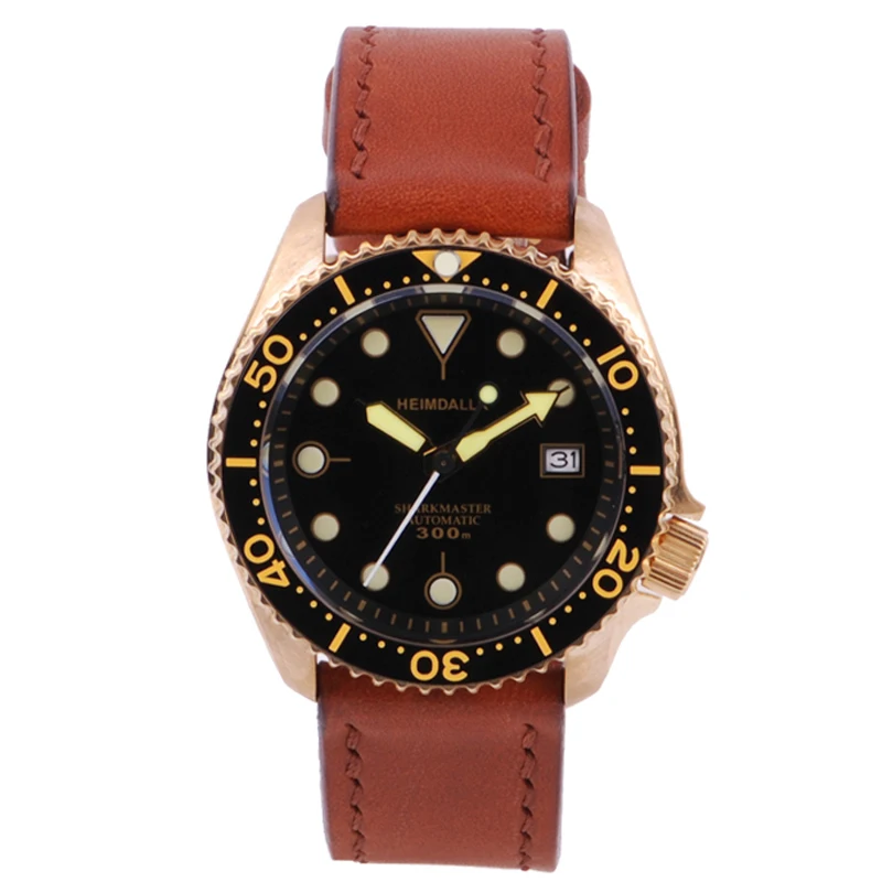

HEIMDALLR Men's Vintage Bronze Watch Sapphire 41mm Black Dial Men's Watch NH35A Automatic Movement 300M Water Resistance Watches