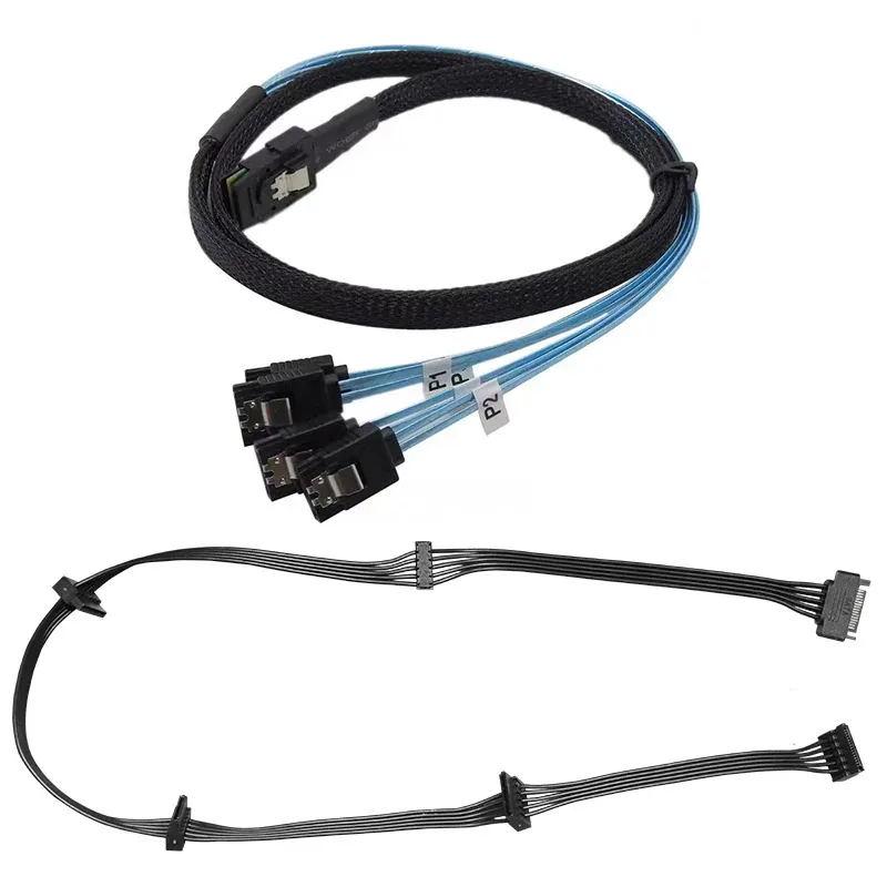 

Sata Power Hard Disk 1 To 5 And Mini SFF-8087 SAS to Sata Data 1 To 4 6G High Speed Splitter Computer PC Chia Mining Disk Raid