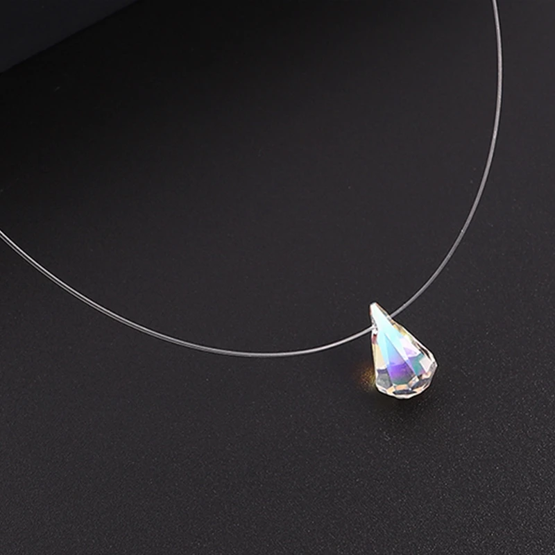 Женское Ожерелье SHDEDE из невидимой лески простой чокер с каплями слез прозрачная