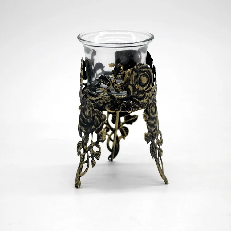 Стеклянный подсвечник используемый резной полый украшения для ужина атмосферы