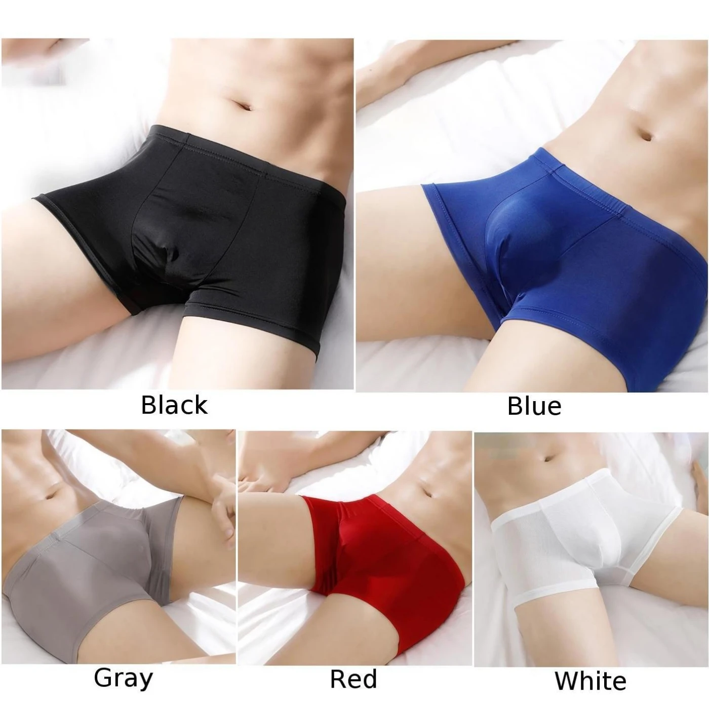 

Men's Ice Silk Seamless Breathable Shorts Underwear Mid Rise Boxer Briefs Beach Men's Ice Silk Underwear Sexy Seamless Boxer