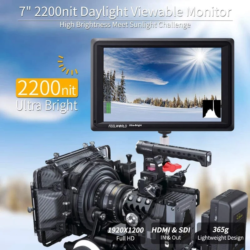 FEELWORLD FW279S 7 дюймов ультра яркий 2200Nit DSLR камера полевой монитор Full HD 1920X1200 3G SDI 4K HDMI
