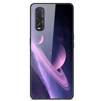 for oppo find x2 phone case tempered glass case back cover with black silicone bumper star sky pattern