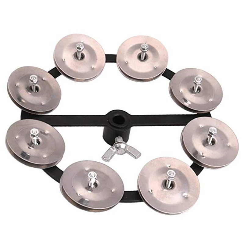 

Portable Percussion Hi-Hat Tambourine with Row Alloy Jingles Drum Set Musical Accessories