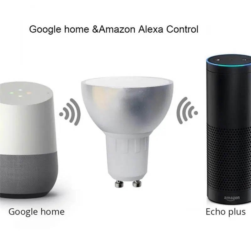 

GU10 WiFi Smart LED Bulbs RGB 5W Lamps LED WiFi Smart Lamp Dimmable Compatible with Alexa & Google Home Remote Control Bulbs