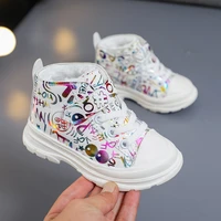 winter baby shoes girls warm plush boots fashion printing picture children outwear 1 5 years size 21 30pink black white
