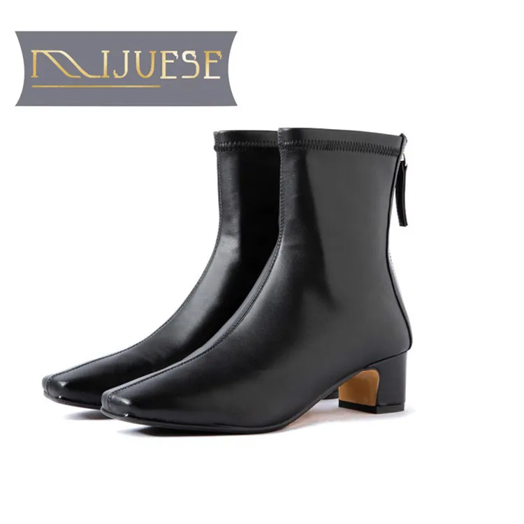 MLJUESE/женские ботильоны из микрофибры Зимние короткие плюшевые ботинки на молнии