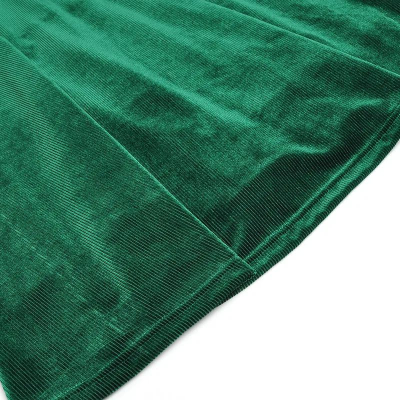 

Fashion Women Runway Autumn Winter Velvet Dress Long Sleeve Elegant Lady Vintage Green Vestidos Mid Calf Aline Party Robe Femme