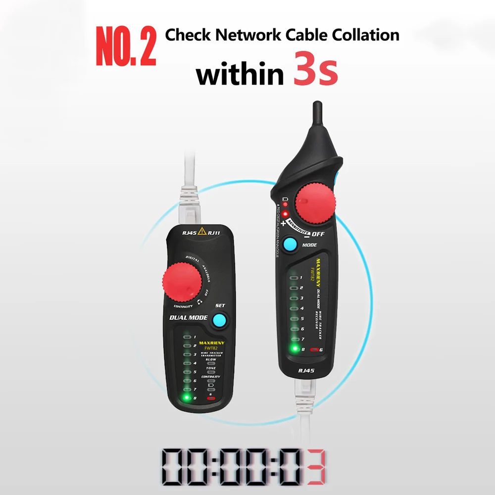 Цифровой и аналоговый двухрежимный сетевой кабельный трекер MAXRIENY FWT82 RJ45 RJ11 Ethernet