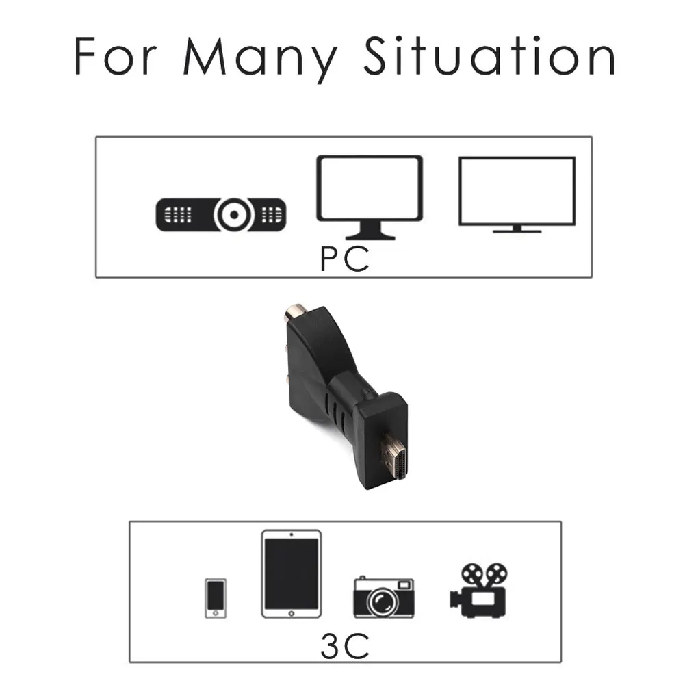 Новое поступление HDMI Male to 3 RCA Женский Композитный AV аудио конвертер