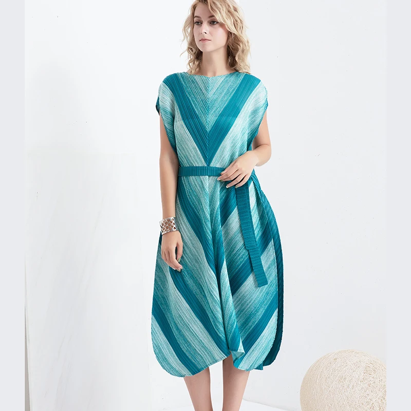 Changpleat 2019 новые женские платья с принтом Miyake плиссированные модные дизайнерские