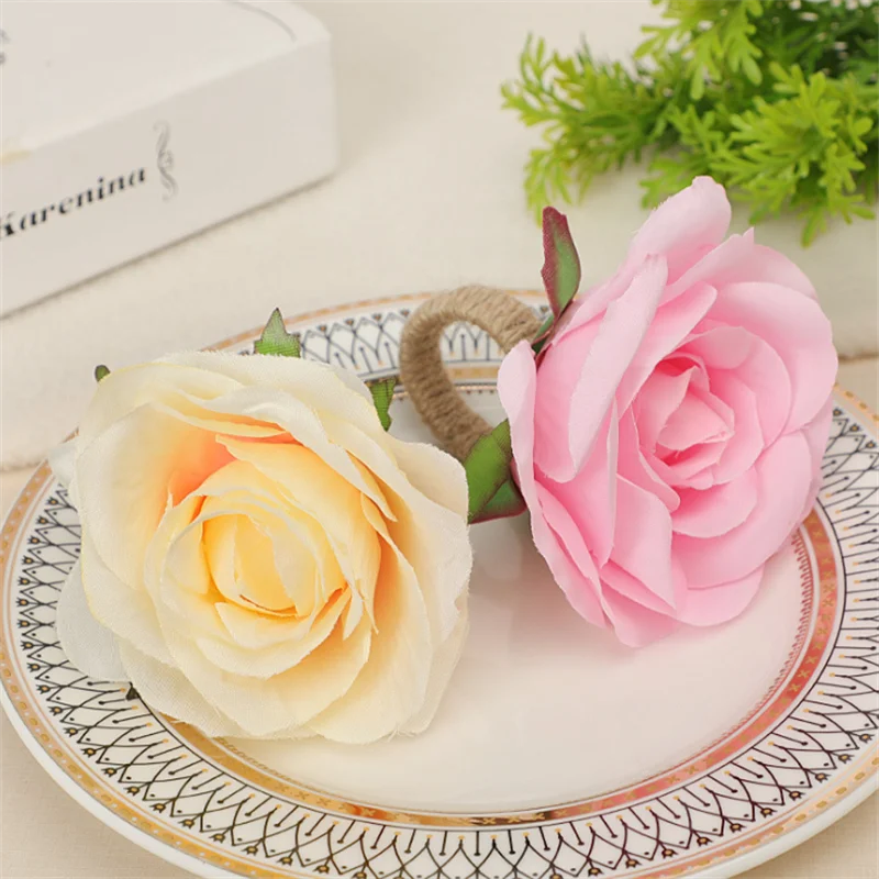 

Modern simplicity Napkin Rings Buckle Artificial Flower Napkin Buckle For Hotel Wedding Party Banquet Home Table Decoration