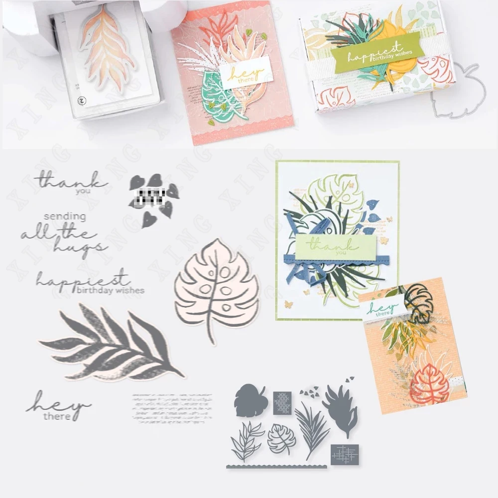 

Leaf Metal Cutting Dies and Stamps Clear Photopolymer Stamps Scrapbooking Decorative Embossing Folder Carbon Steel Paper