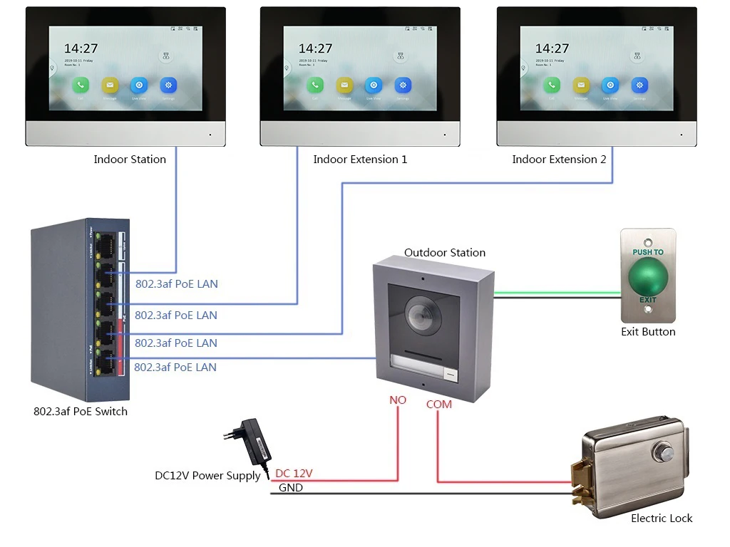 HIK оригинальная международная версия многоязычный DS-KH6320-WTE1 внутренний монитор, 802.3af POE, приложение Hik-подключение, WiFi, видеодомофон