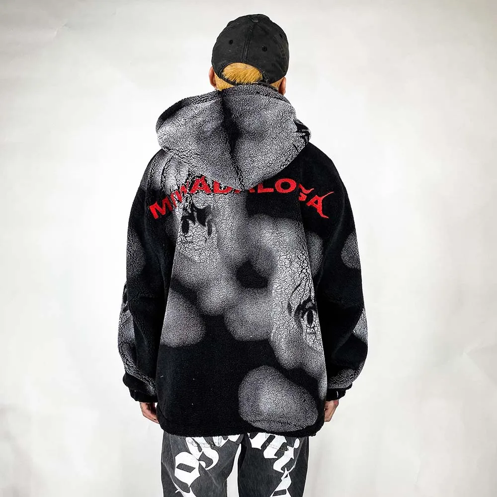 

Letter polar fleece padded clothes men's Hooded Jacket Street japanese fashion plus size jackets for men NB2087