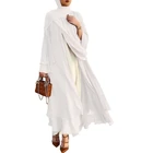Q1FA мусульманский длинный рукав цветочный Макси кардиган исламское кимоно с открытой передней стороной Abaya халат индейка кафтан однотонный с поясом свободное платье