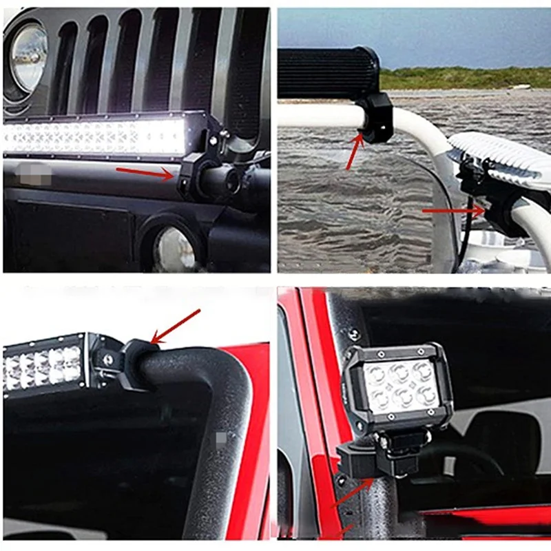 

Pair LED Light Bar Mounting Bracket Tube Clamp Work Light Holder 1"/26mm 1.4"/35mm 1.6"/40mm 2" Offroad For Car Truck SUV Boat