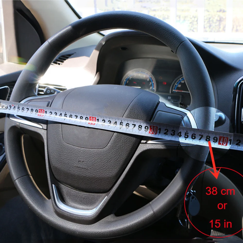 

YOSOLO PU Leather DIY Car Steering Wheel Covers With Needle and Thread Universal 38cm Steering-Wheel Protector Auto Decoration