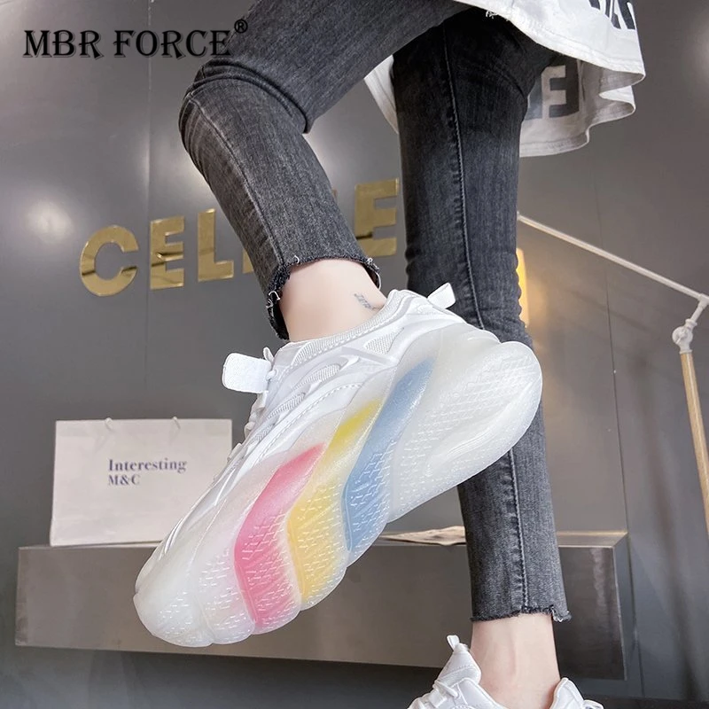 

MBR FORCE 2021 Fashion Women Sneakers Vulcanize Breathable Rainbow Color Outdoor Casual Female Chunky Platform Ladies White Shoe