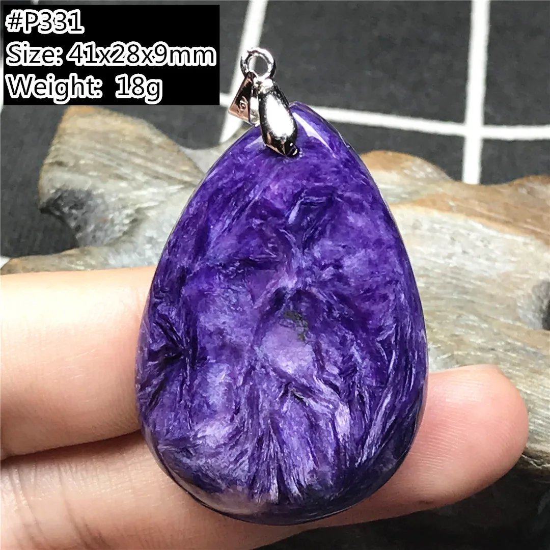 

Natural Purple Charoite Stone Pendant Jewelry For Women Men Healing Gift Crystal Silver 41x28x9mm Beads Russia Gemstone AAAAA