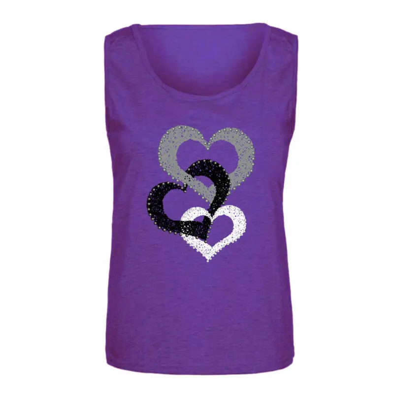

Ladies Womens Summer Sleeveless Heart Print Vest Casual T-Shirt Tank Top Clothes