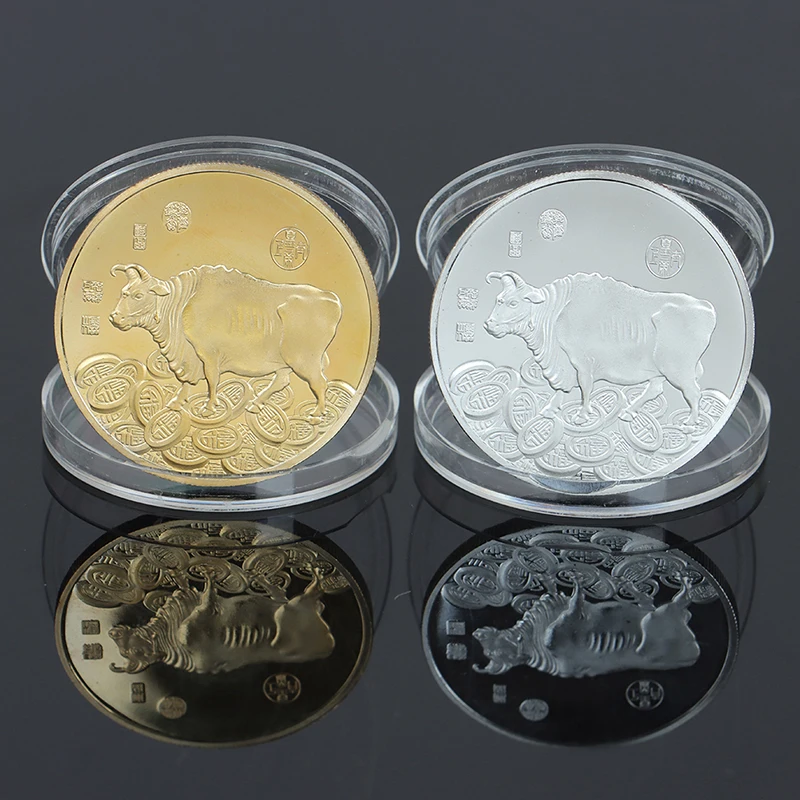 1 шт. 2021 год быка памятная монета Китайский Зодиак сувенир монеты без иностранных