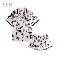 hnmchief white silk pajamas set printing summer short sleeve two pieces set sexy nightwear for women sleepwear sleeping clothing
