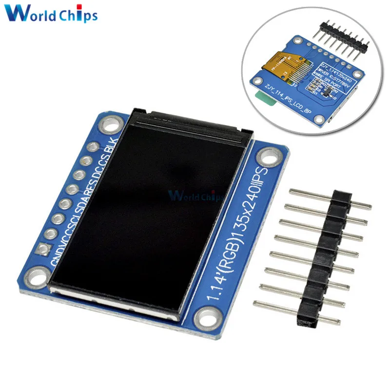 

1.14 inch 135x240 TFT LCD Display Module IPS LCD ST7789 Drive IC HD Colorful Screen Full View 8pin 135*240 3.3V SPI Interface
