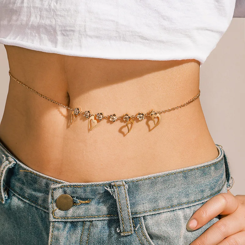 

Leaf Diamond Belly Waist Chain For Womens Bohemian Geometric Circle Love-Heart Tassel Water Drop Shell Sexy Body Jewelry Gifts
