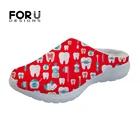 Женские летние шлепанцы FORUDESIGNS, Повседневные Дышащие сетчатые сандалии с 3D рисунком дантиста, слипоны для дам, плоская подошва, 2021