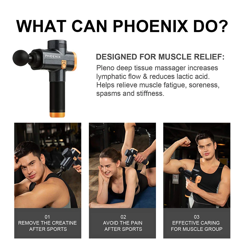 Phoenix A2 электронный массажный пистолет Профессиональный массажер для тела глубокий массаж мышц пистолет массаж мышц расслабляющий пистолет обезболивающий пистолет