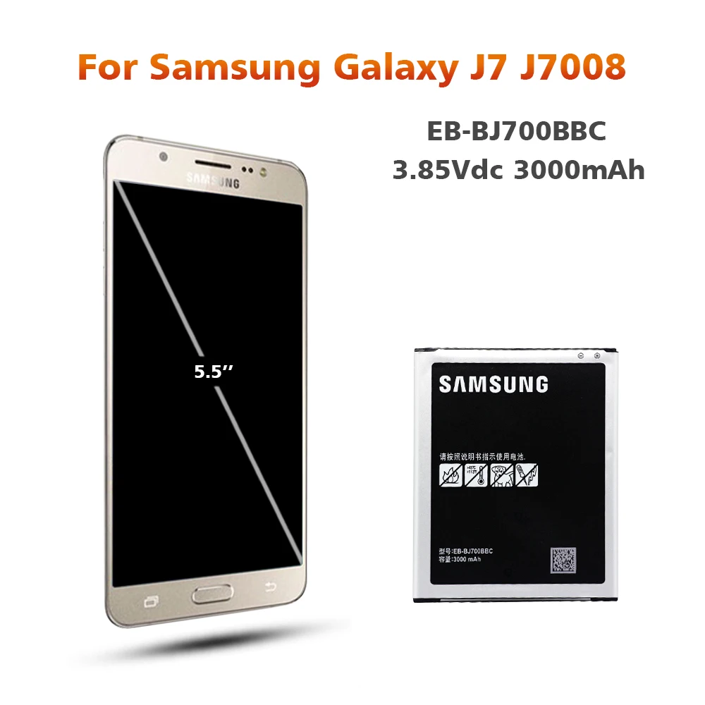 Оригинальная батарея samsung EB-BJ700BBC 3000 мА/ч, samsung Galaxy J7 J700 J700H SM-J700F J700M Замена батареи сотового телефона