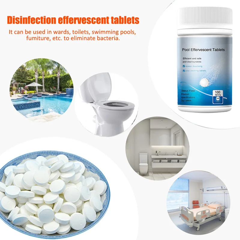 

100 Pcs Pool Cleaning Tablets Multifunction Disinfection Swimming Pool Maintenance Tabletsfor Swimming Pool Tub DTT88