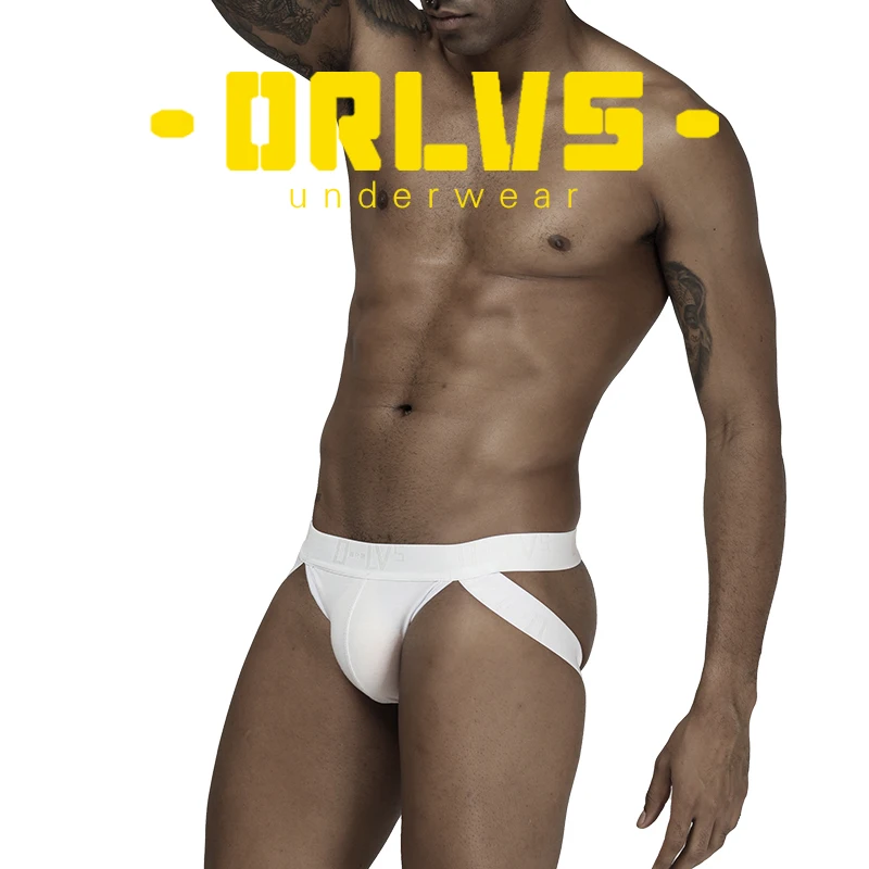 Мужские трусы стринги с карманом для пениса белые джоки из хлопка гей