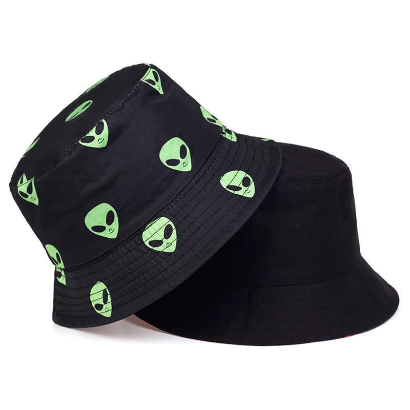 

Spring Summer Flame Alien Bucket Hat for Men Women Outdoor Fashion Hip Hop Fisherman hat Bob Boys Girls Travel Panama hats